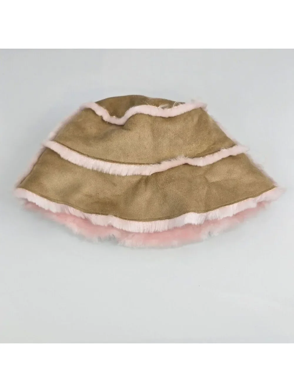Vintage 2002 2003 Gymboree Puppy Love Baby Girl Bucket Hat Pink Tan Faux Suede